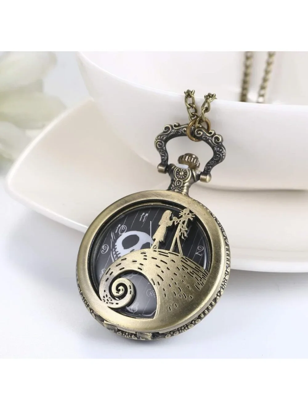 Unisex Gold Analog Christmas Antique Quartz Pendant Chain Necklace Pocket Watch